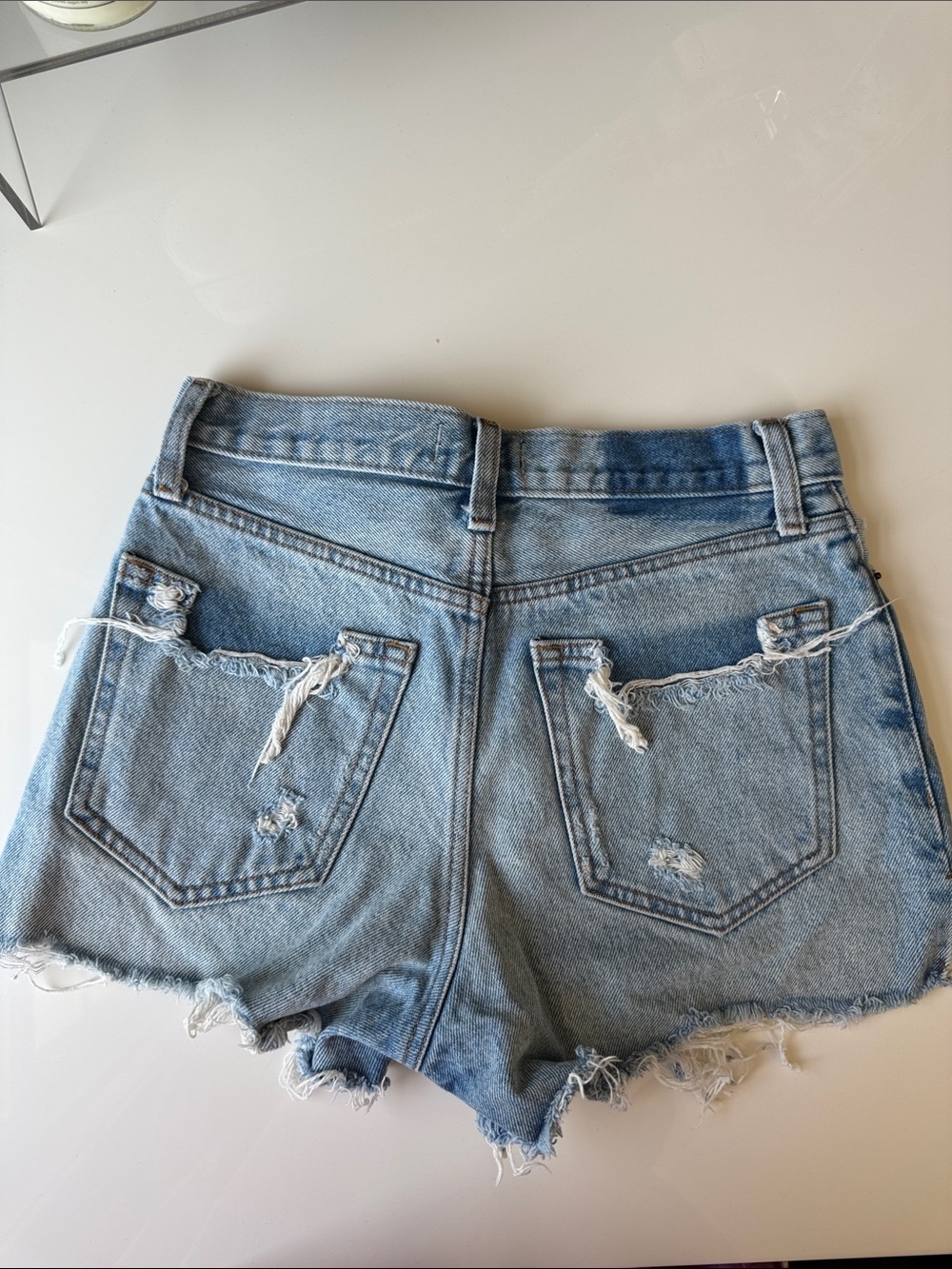 Abercrombie & Fitch Light Blue Distressed Jean Shorts - Picture 2 of 3